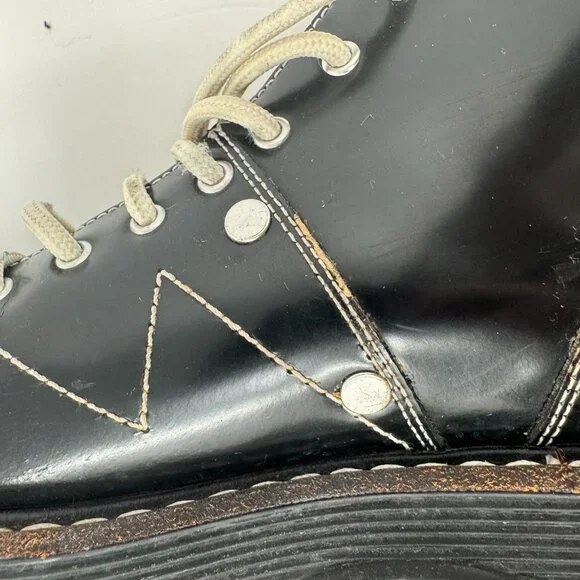 Alexander McQueen Tread Black Leather Lace Up Combat Boots EU 38 - Picture 10 of 16